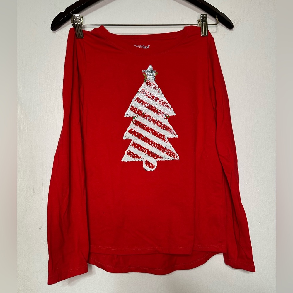 Girls Christmas tree shirt sequence changing